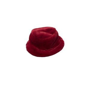 Elegant Red Faux Fur Bucket Hat